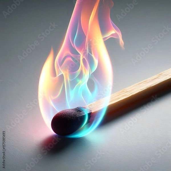 Fototapeta burning match on fire