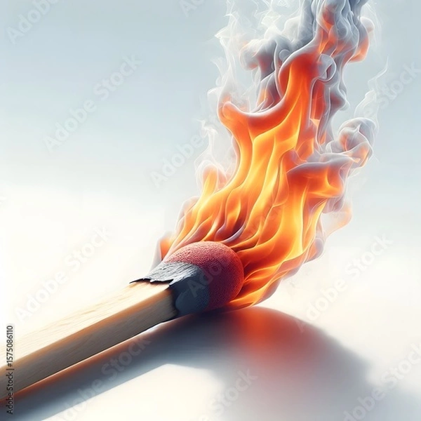 Fototapeta burning match on a fire