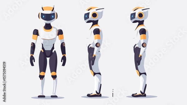 Fototapeta Virtual Robot Assistant Flat Vector Illustration