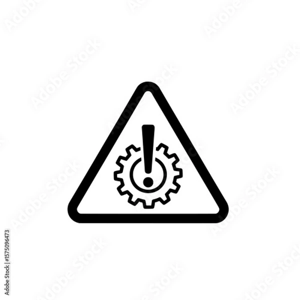 Fototapeta Warning symbol with gear and exclamation mark in triangle shape