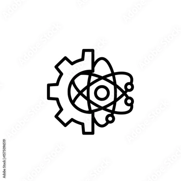 Fototapeta Abstract representation of science and technology with gear and atom symbols