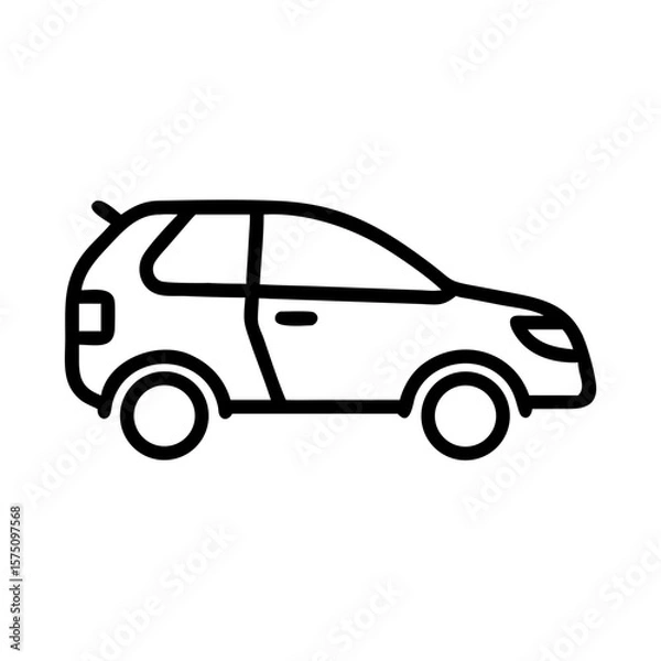 Fototapeta Simple Hatchback Car Outline Drawing Isolated Icon
