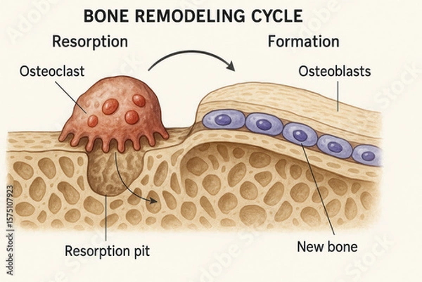 Fototapeta Bone Remodeling Cycle Illustration