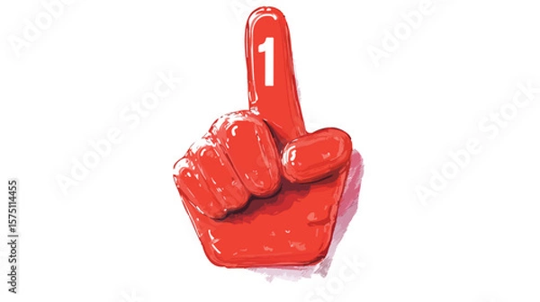 Fototapeta Number One Glove Red Foam Finger with 1 Vector