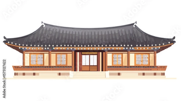 Obraz Traditional Korean House Vector Image for Creative Projects