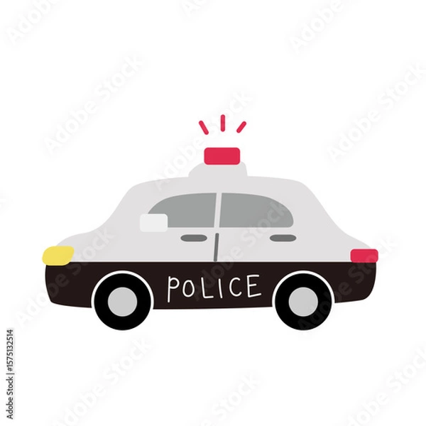 Obraz シンプルで可愛いパトカーのイラスト素材