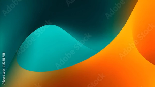 Obraz Abstract colorful wave patterns blending in vibrant hues of teal, orange, and dark blue