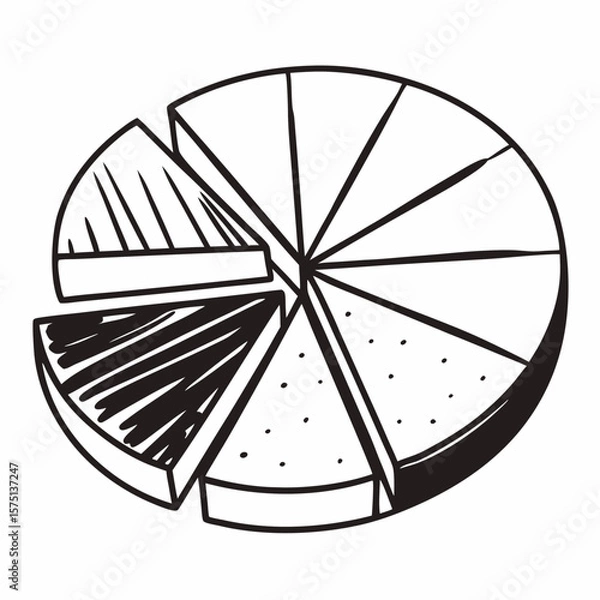 Fototapeta Outline Pie Chart Icon with a Separated Slice
