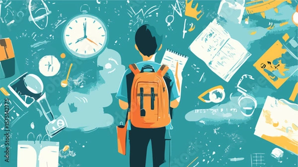 Obraz Student Planning Task with Flat Vector Illustration