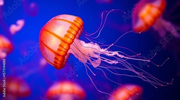 Fototapeta Jellyfish floating in the water,