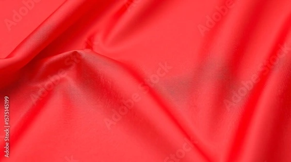 Fototapeta red satin fabric texture background with some smooth folds in it.