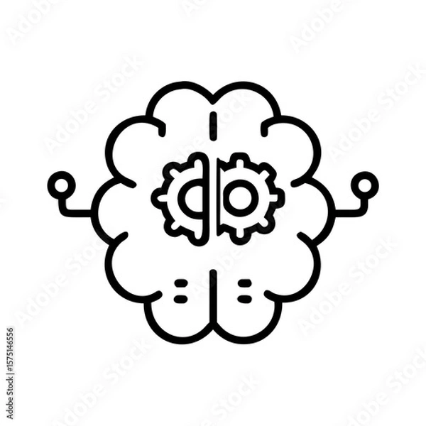 Fototapeta An artistic digital representation of the human brain intertwined with machinery, symbolizes the fusion of intelligence and technology.