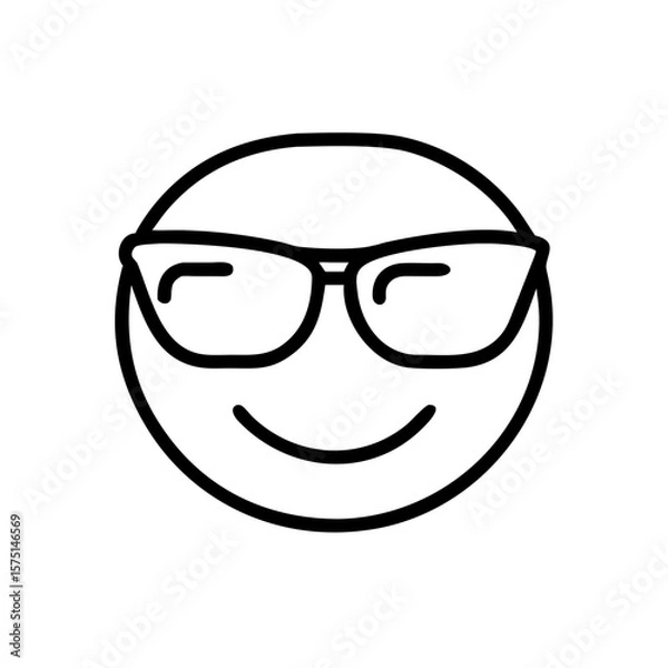 Fototapeta A stylish smiley face with sunglasses expresses coolness, confidence, and a carefree attitude, capturing the essence of contemporary emojis.