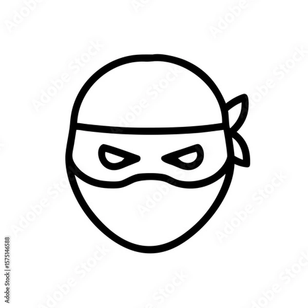 Fototapeta An enigmatic ninja head icon, poised in the shadows, a symbol of stealth, mystery, and skillful mastery.