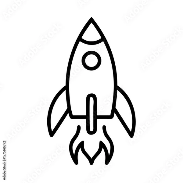 Fototapeta An emblematic monochrome rocket, soaring with determination, embodies the essence of innovation, exploration, and ambition.
