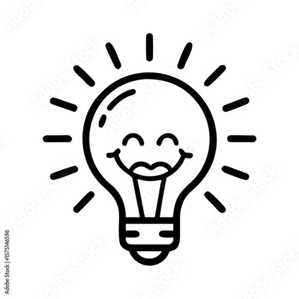 Fototapeta Happy Lightbulb Idea Cartoon