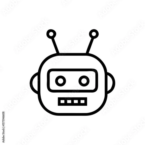 Fototapeta A minimalist, linear outline of a futuristic robot head, evoking the essence of advanced technology and artificial intelligence. A clean, graphic representation that speaks to the innovation.