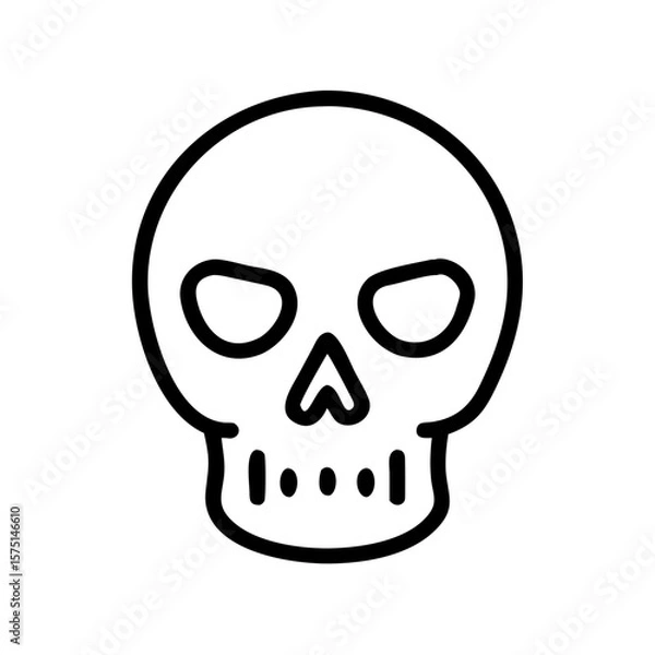 Fototapeta A minimalist vector-style illustration of a skull, rendered in a clean, bold outline, symbolizes mortality. Perfect for themes related to Halloween, warning, danger and more.