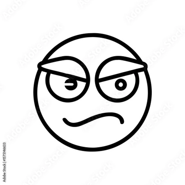 Fototapeta A minimalistic emoji embodies skepticism, using a circular design to show a mood of doubt, suspicion, or lack of belief, conveying subtle expressions to a wide range of applications.
