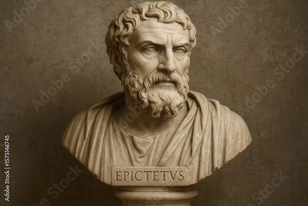 Fototapeta Classical marble bust of Epictetus ancient Greek philosopher with stoic expression and historical significance