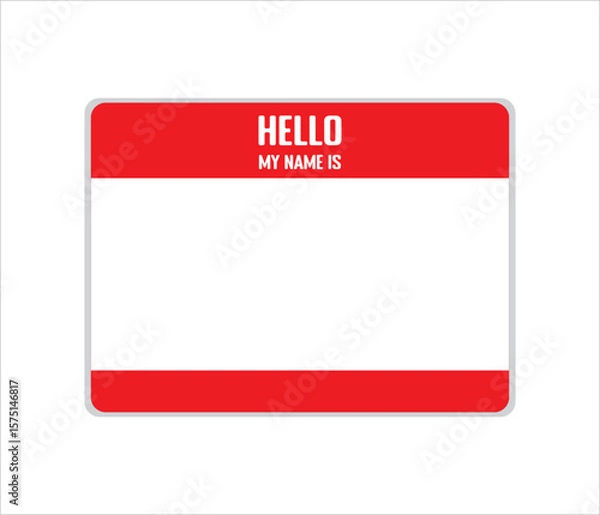 Fototapeta Blank Red and White Name Tag Template for Customization or Personal Use