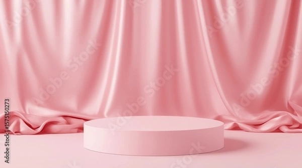 Fototapeta Luxury pink product background stand or podium pedestal on advertising display with blank backdrops. 3D rendering