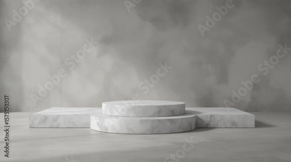 Fototapeta Marble pedestal or product display on luxury background with presentation concept. Stone podium stage. 3D rendering