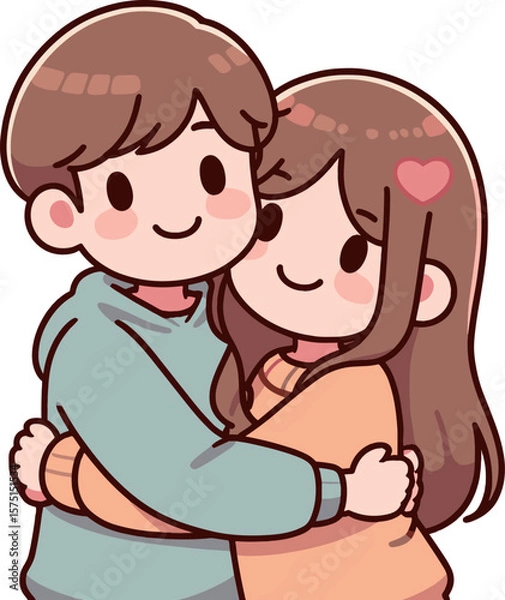 Obraz 抱き合うカップルのイラスト