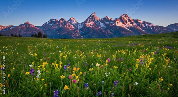 Obraz alpine meadow in the alps
mountain views with expanses of green savanna and beautiful flowers