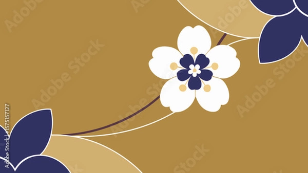 Fototapeta Elegant floral design with transparency japanese style featuring cherry blossom and leaves