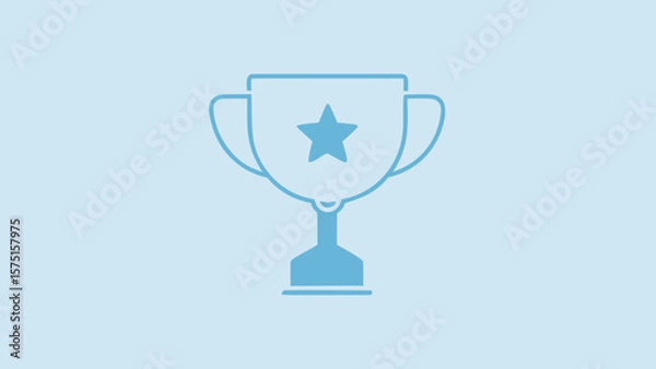 Fototapeta Vector illustration of a blue award trophy symbol with a star on a white background