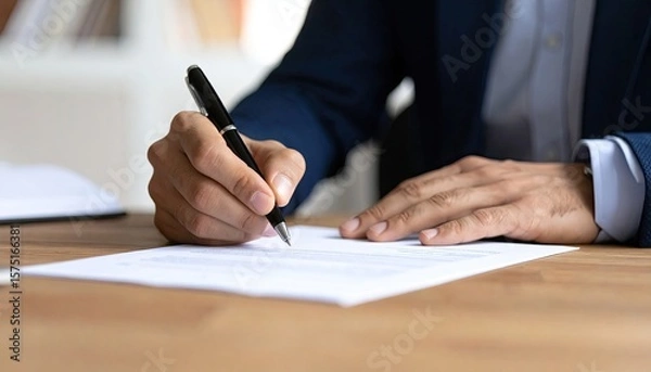 Obraz Close-up of person signing a document