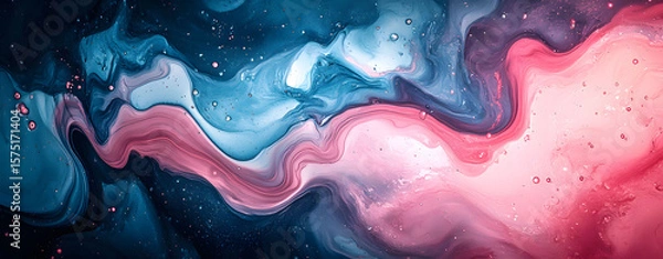 Fototapeta Blue watercolor texture with swirling liquid patterns of light and dark hues