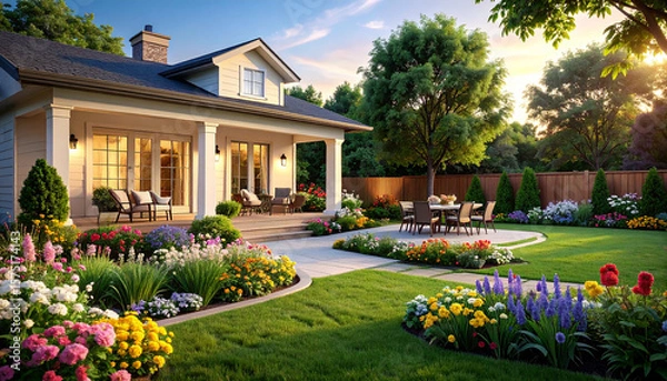 Fototapeta 3d modeling and rendering of luxury backyard design
3