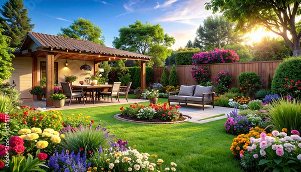 Fototapeta 3d modeling and rendering of luxury backyard design
4