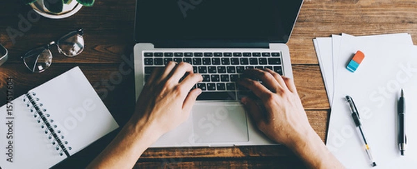 Obraz Man Working On Laptop
