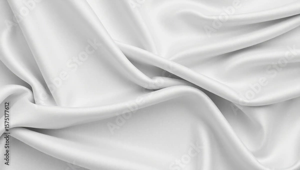 Fototapeta Smooth White Satin Fabric with Folds for Wedding and Elegant Backgrounds
