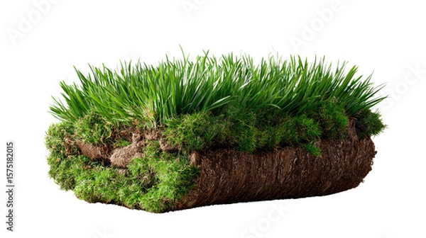 Fototapeta The Emerald Patch: A close-up view of a lush section of vibrant green grass, revealing intricate details of blades. perfect for illustrating the beauty and freshness of nature.