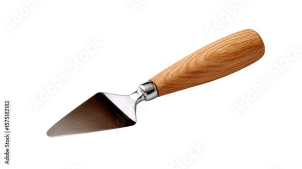 Fototapeta Cake server:Elegant cake server with a shiny, stainless steel blade and a warm wooden handle, ideal for showcasing artisanal desserts.