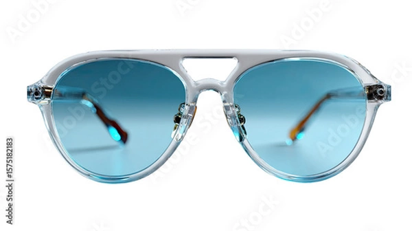 Fototapeta Stylish Aviator Sunglasses: This eye-level shot showcases the sleek design and vibrant lenses of aviator sunglasses, capturing the essence of fashion and accessory aesthetics. 