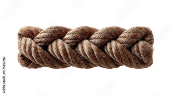 Fototapeta Braided Rope: A close-up view of a meticulously braided rope, showcasing the texture and craftsmanship, symbolizing strength and connection. 