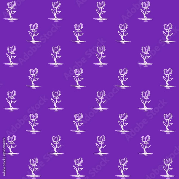 Obraz Hand Drawn Book Plant Vector Seamless Pattern