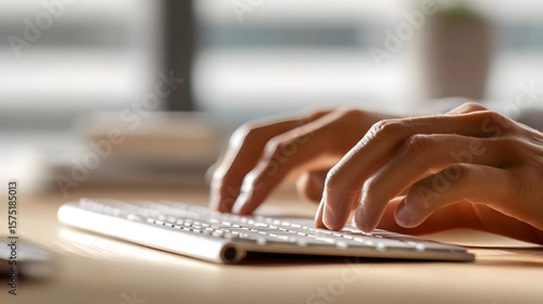 Fototapeta Hands Typing on Keyboard