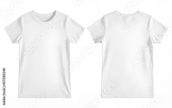 Obraz White children's short-sleeve t-shirt front and back on white background. High quality