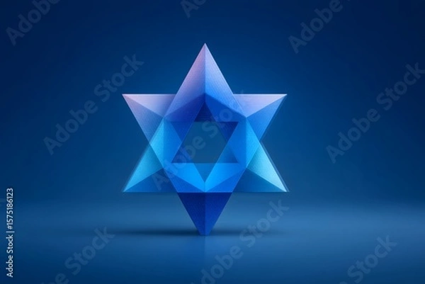 Fototapeta Abstract blue and white star design symbolizes Jewish traditions and values during festivals such as Rosh Hashanah and Hanukkah