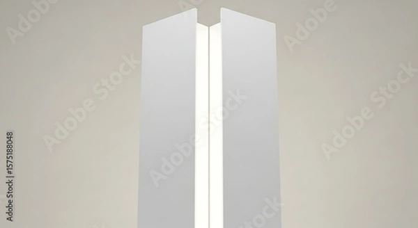 Fototapeta Minimalist geometric design featuring a modern white light fixture against soft background