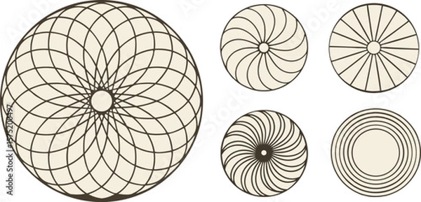 Fototapeta Geometric Circular Patterns With Swirls And Lines vector