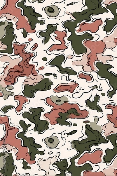 Fototapeta Abstract camouflage pattern with organic shapes