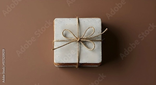 Fototapeta Coasters Tied with Twine on Brown Background Tabletop