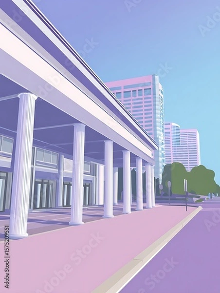 Fototapeta Elegant architecture in a pastel city